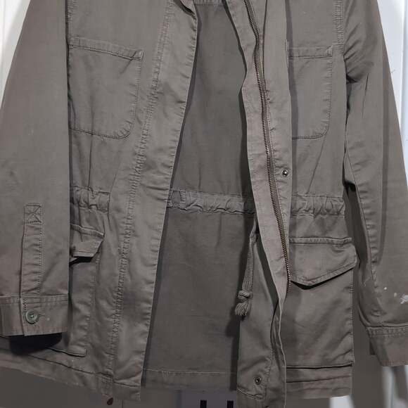 Hinge Jackets & Blazers - Hinge Jacket Utility Cargo Style Brown Zip Snap Front Elastic Waist Pockets XXS